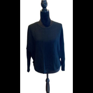 Tahari Black Womens Sweater Size XL Ribbed Side Zippers Stylish Stretchy